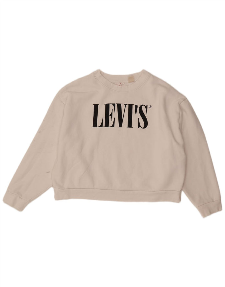 Pulover oversize Crop Graphic Levi's pentru femei UK 14 Large White