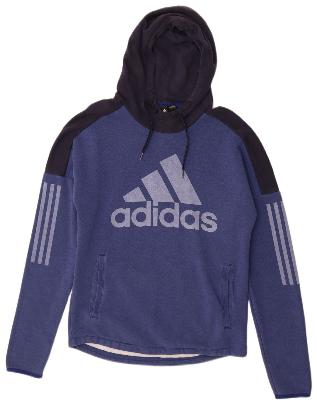 Pulover ADIDAS pentru bărbați, cu capota cu grafică, din bumbac colorblock, albastru bleumarin