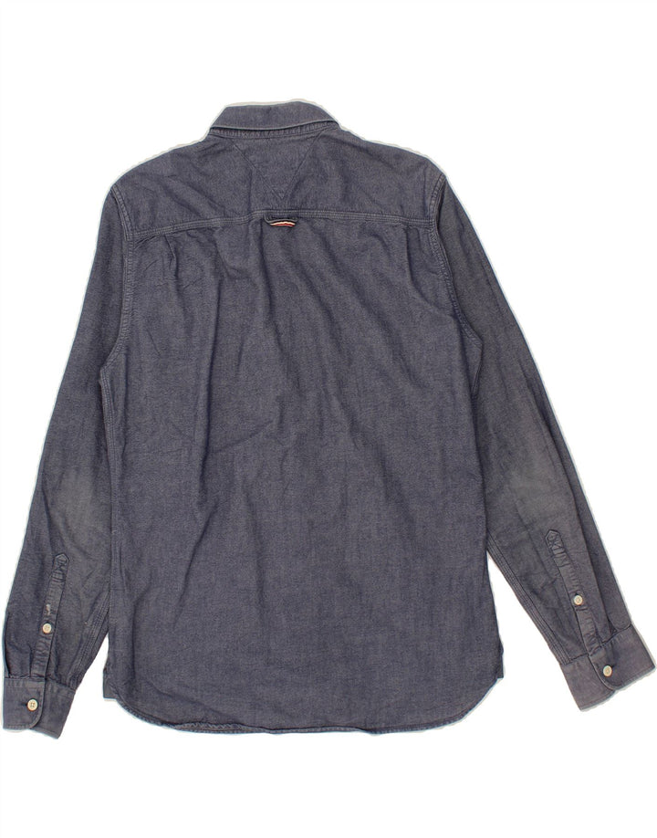 TOMMY HILFIGER Mens Shirt Medium Navy Blue Cotton Vintage Tommy Hilfiger and Second-Hand Tommy Hilfiger from Messina Hembry 