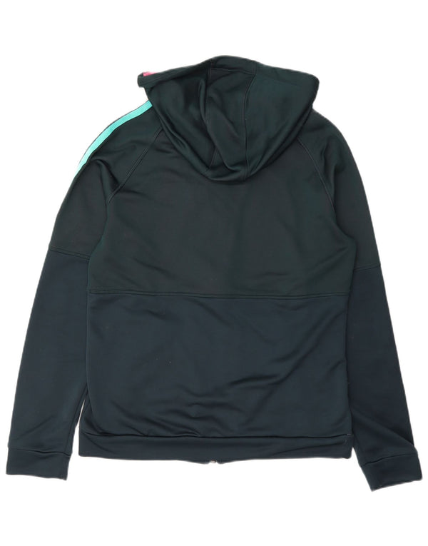 Pulover Adidas pentru femei, cu fermoar, cu glugă, Marea Britanie 12/14, poliester mediu albastru bleumarin