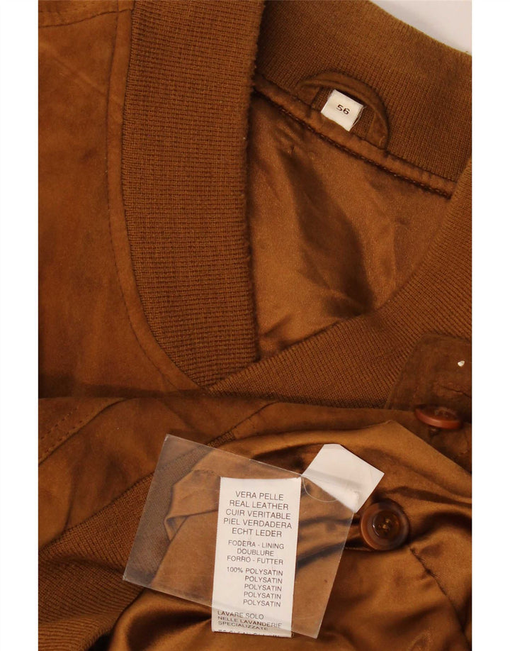 Jachetă Bomber Vintage pentru bărbați din piele intoarsa IT 56 3XL din piele maro