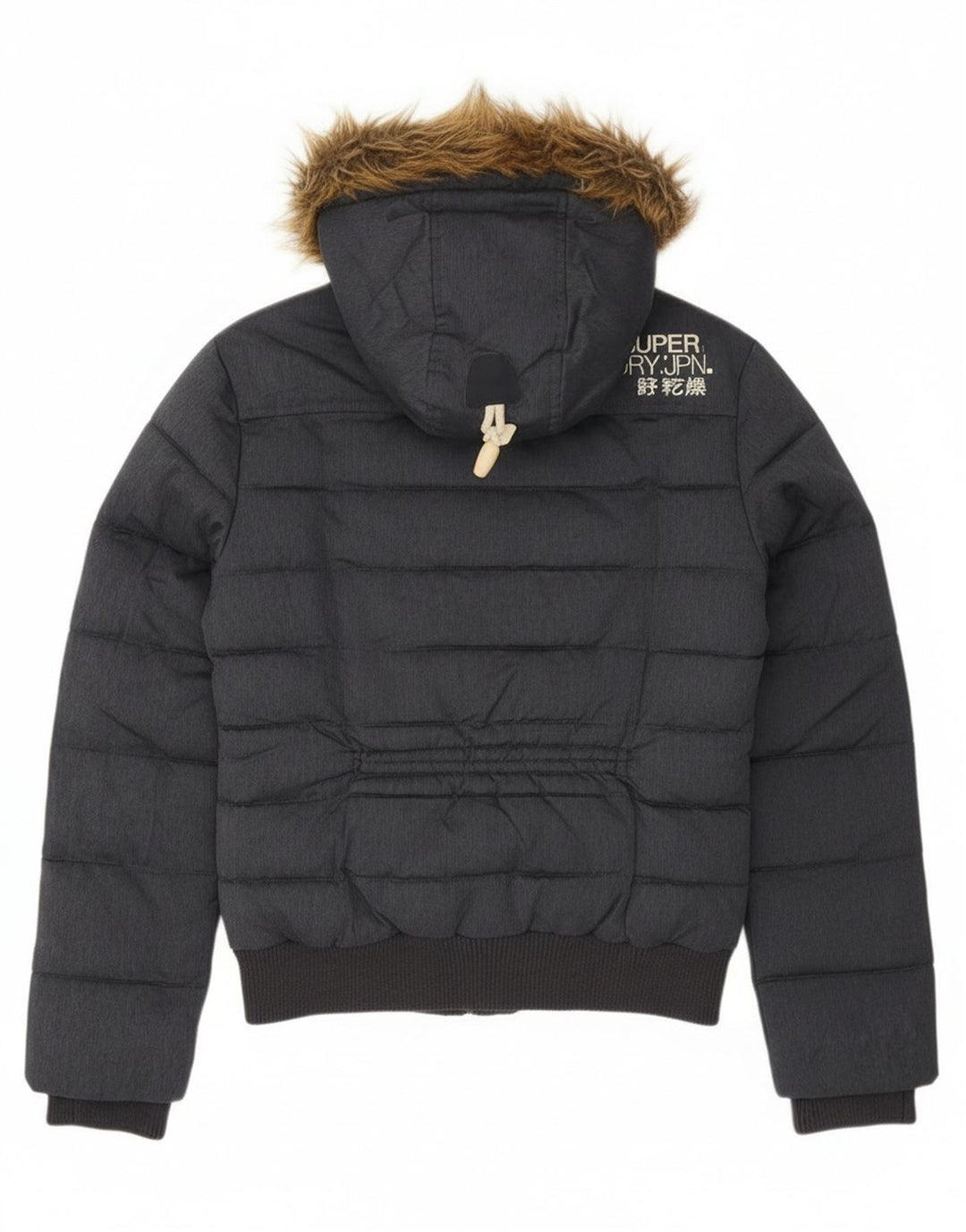 Jachetă căptușită cu glugă Superdry pentru femei UK 10 Small Gri Poliester