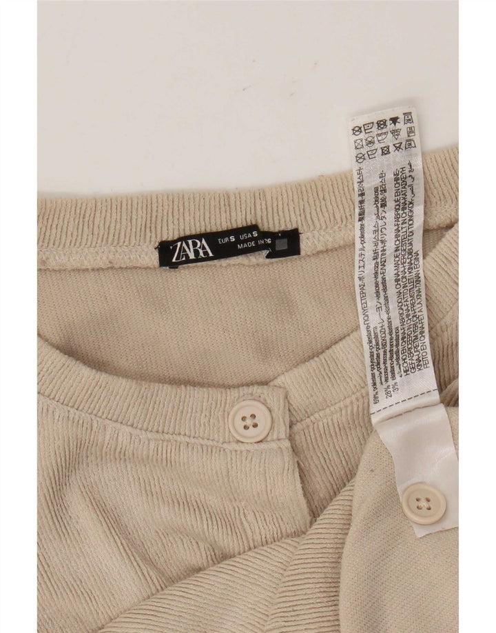 Pulover cardigan pentru femei Zara UK 10 Mic Bej Poliester