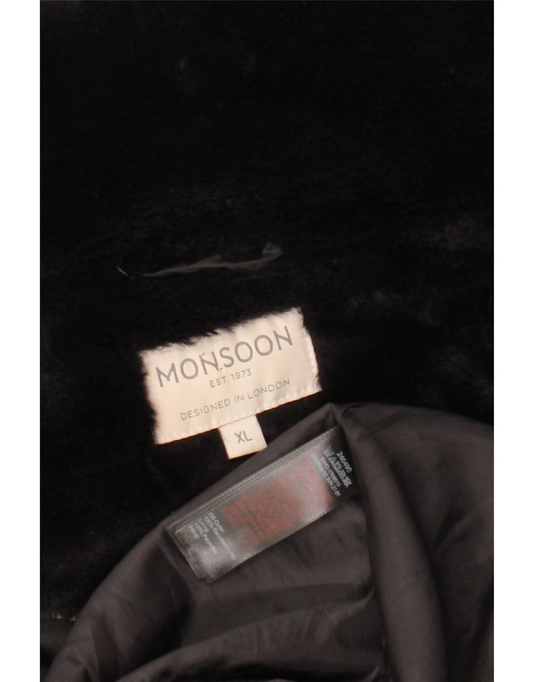 MONSOON Palton căptușit pentru femei UK 18 XL Nylon negru