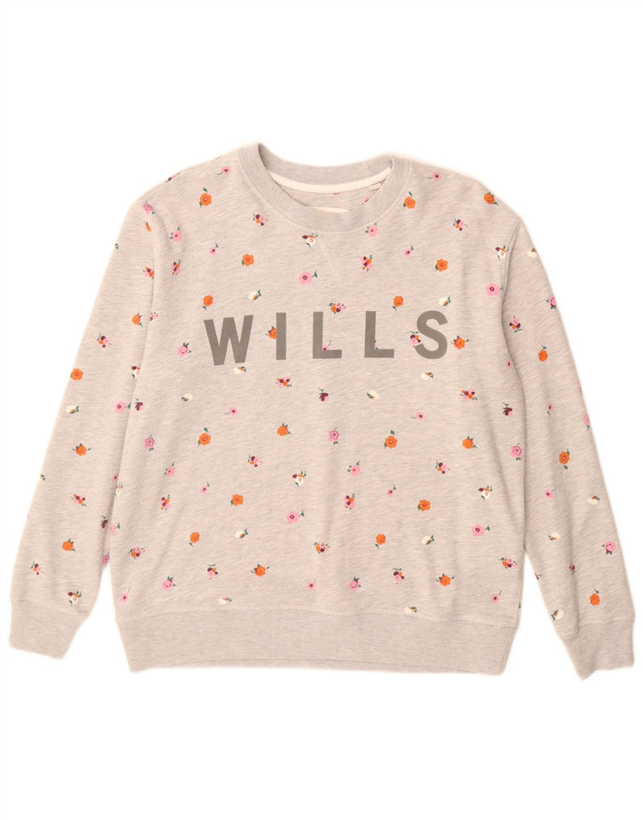 Jack Wills Pulover cu grafic pentru femei UK 10 Small Gri Floral