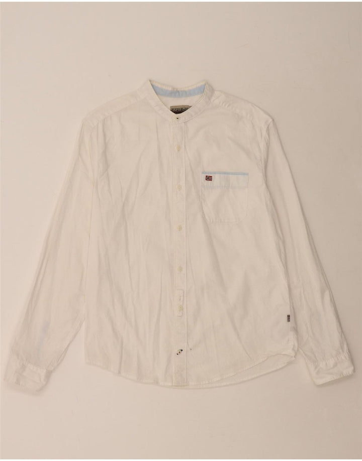 Cămașă pentru bărbați NAPAPIJRI Geographic Regular Fit, bumbac alb mediu