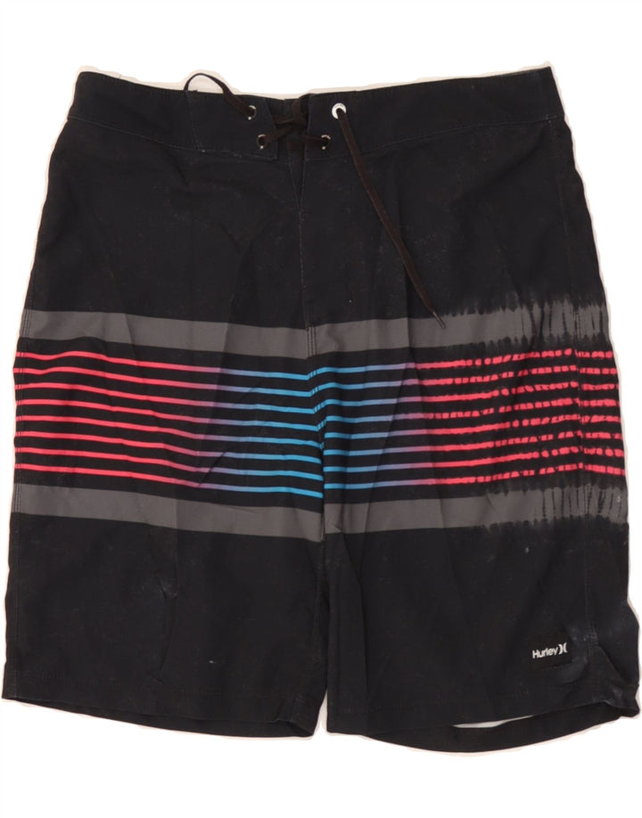 HURLEY Mens Swimming Shorts Small Black Striped Polyester Vintage Hurley and Second-Hand Hurley from Messina Hembry 