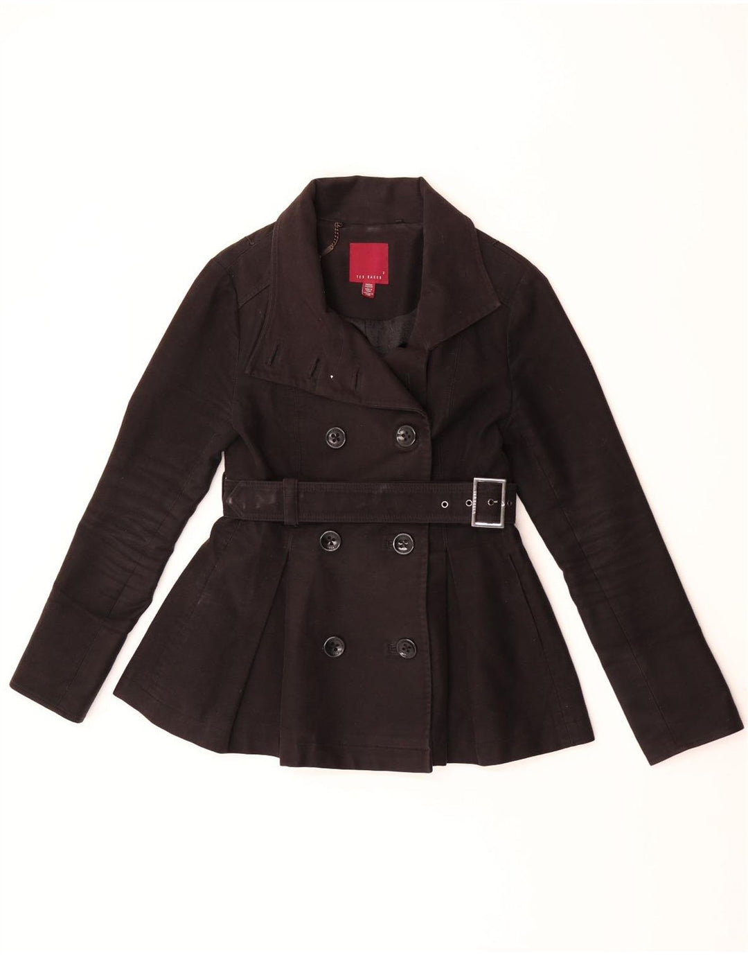 Palton Ted Baker pentru femei, mărimea 2, bumbac negru mic