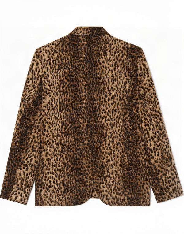 Zara Femei 1 Button Blazer Jacket UK 14 Large Brown Animal Print Poliester