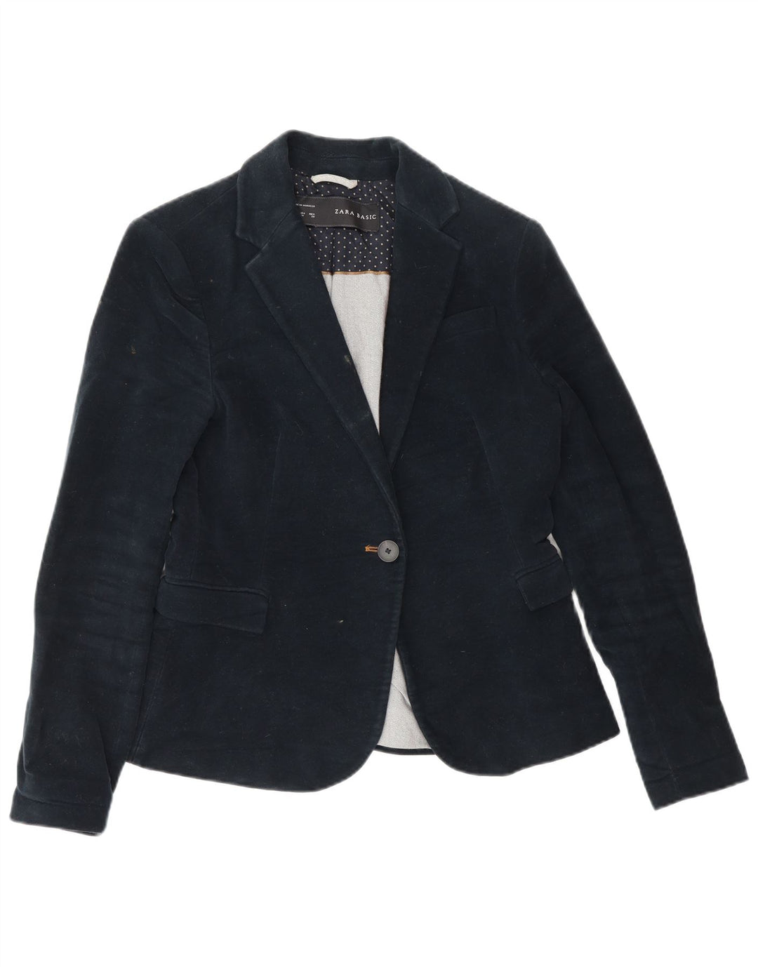 Sacou blazer pentru femei Zara cu 1 nasture UK 12 Mediu Acetat bleumarin