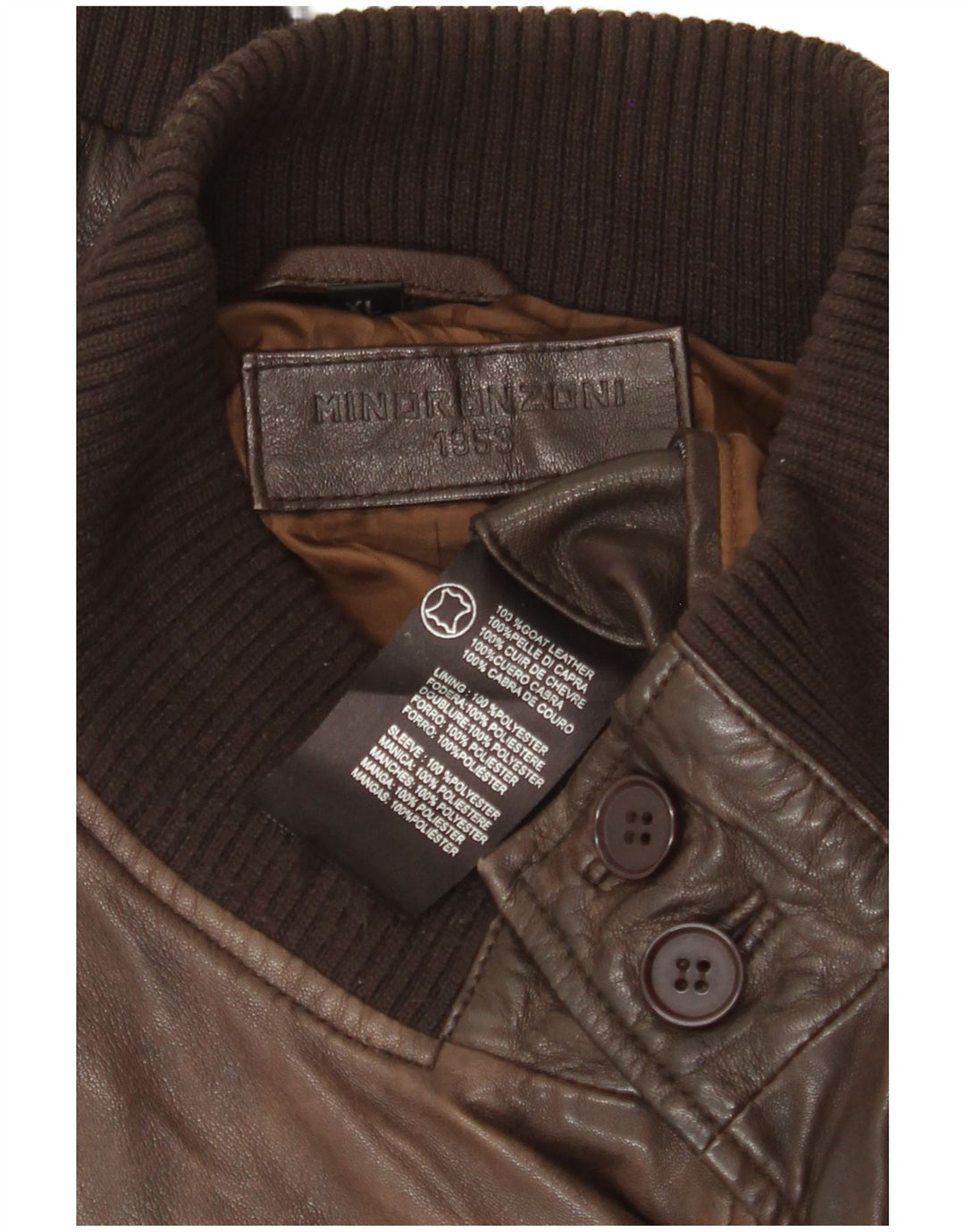 Jachetă din piele pentru bărbați Minoronzoni 1953 UK 42 XL din piele maro