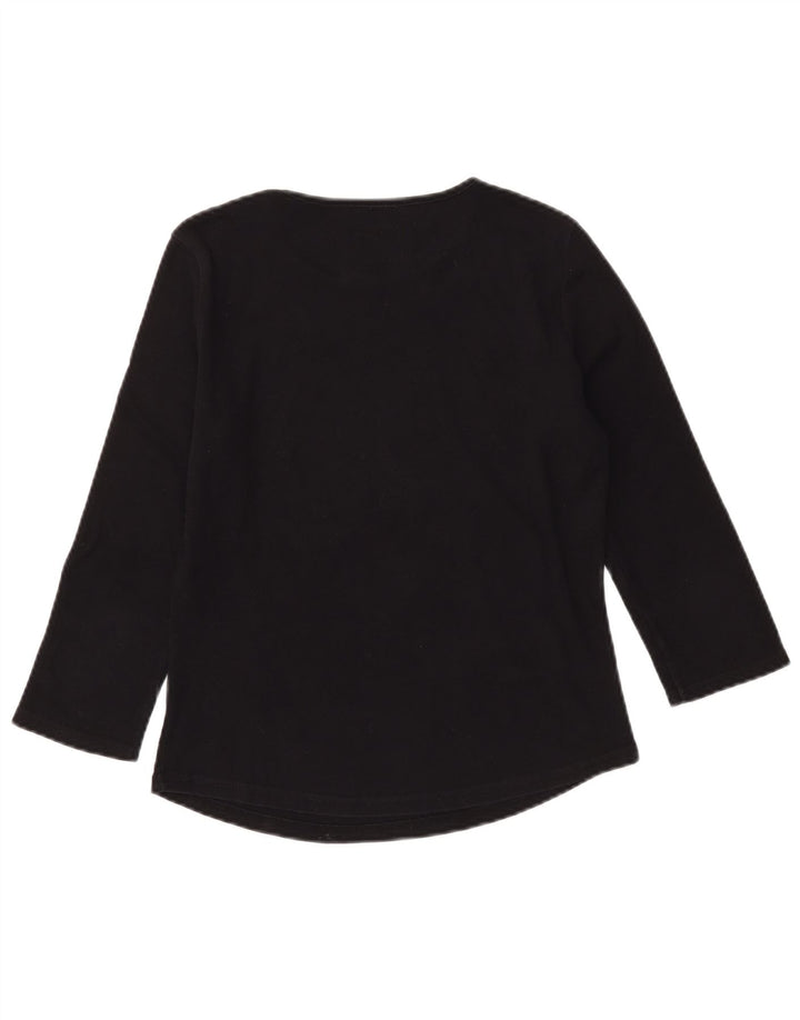 ARMANI JEANS Top grafic pentru femei mâneci 3/4 UK 12 bumbac mediu negru