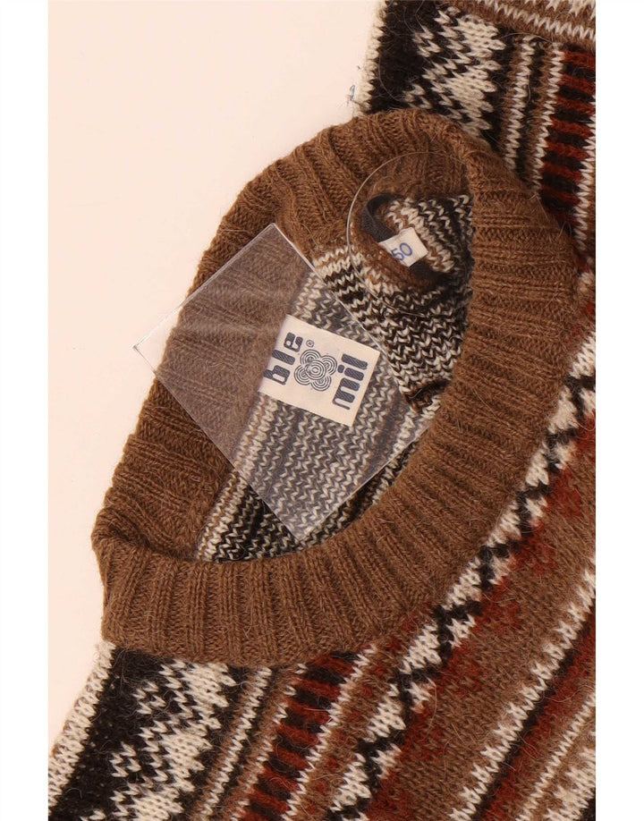 Pulover Vintage pentru bărbați cu gâtul turnat IT 50 Medium Brown Fair Isle