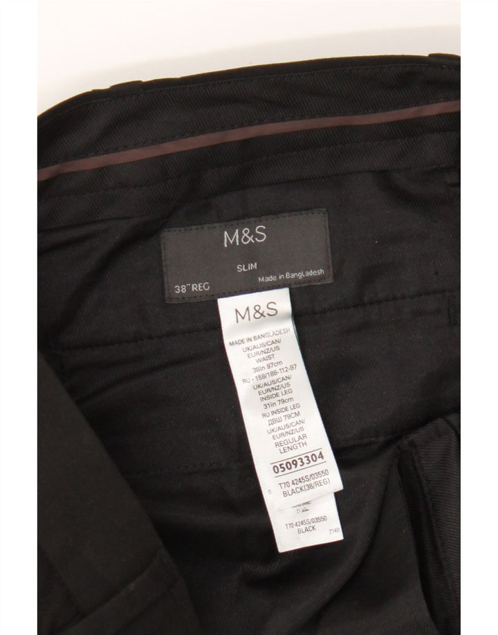 Pantaloni chino subțiri pentru bărbați Marks & Spencer L38 L31 Poliester negru