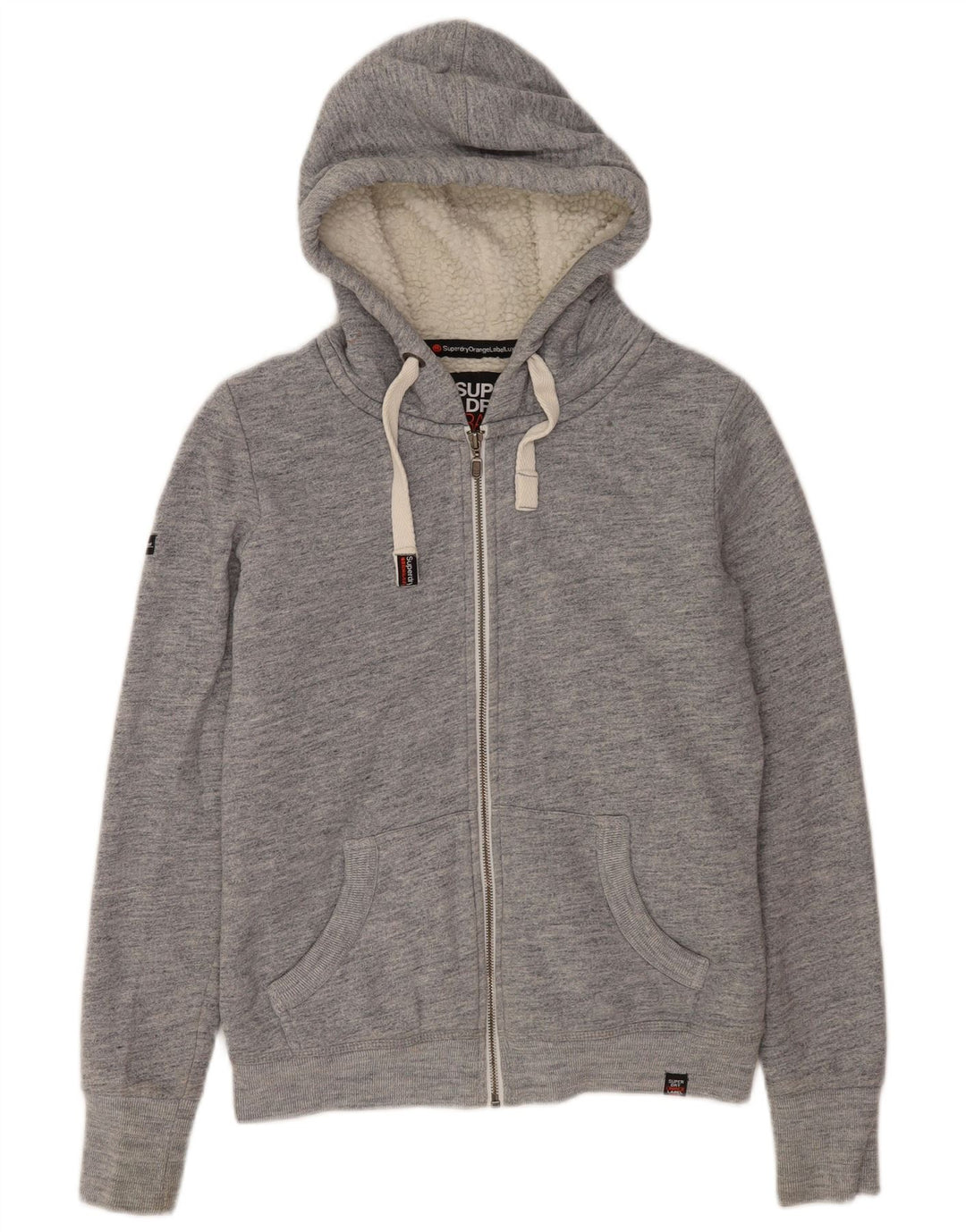 Pulover Superdry pentru bărbați, cu fermoar, bumbac, gri mic