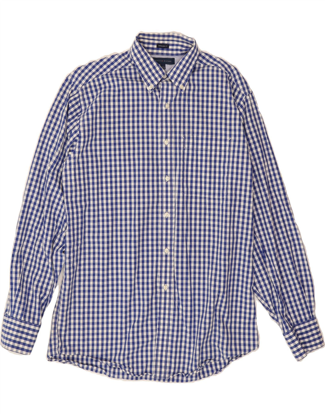 TOMMY HILFIGER Mens Regular Fit Shirt Size 15 1/2 Medium Blue Gingham Vintage Tommy Hilfiger and Second-Hand Tommy Hilfiger from Messina Hembry 