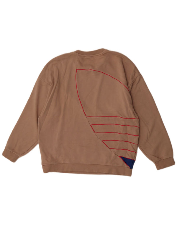 Pulover de hanorac grafic Adidas pentru femei UK 12 Medium Bej Colorblock