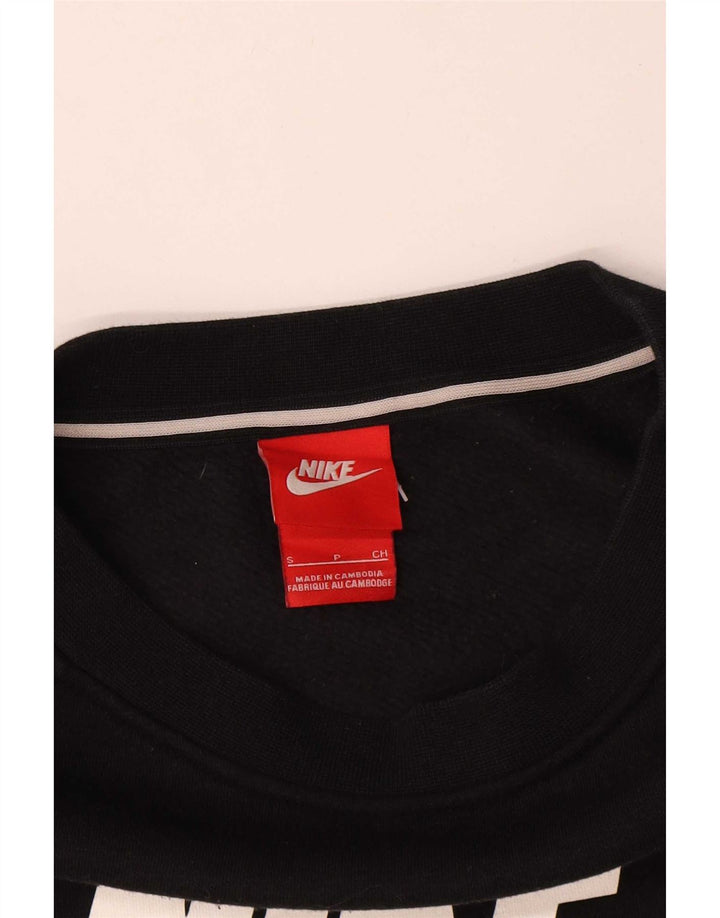 Pulover supradimensionat cu grafic Nike pentru femei UK 10 Bumbac negru mic