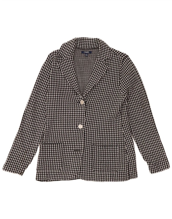 Jachetă CHAPS pentru femei din tricot cu 3 nasturi, UK 12 Medium Black Houndstooth