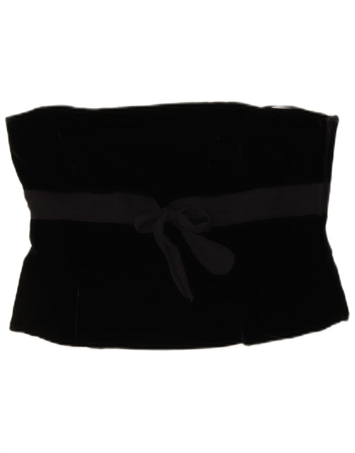 LAURA ASHLEY Top corset din catifea pentru femei UK 14 Medium Black Viscose