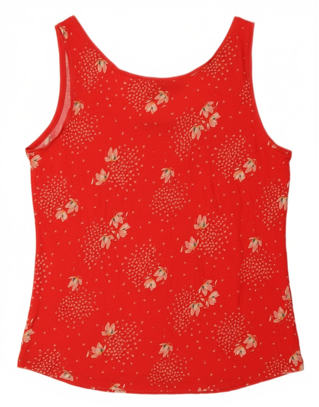 OASIS Vest Top Femei UK 14 Mare Roșu Floral Viscoză