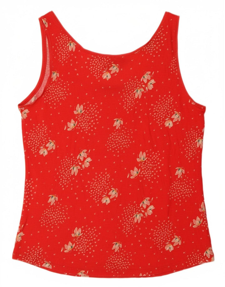 OASIS Vest Top Femei UK 14 Mare Roșu Floral Viscoză