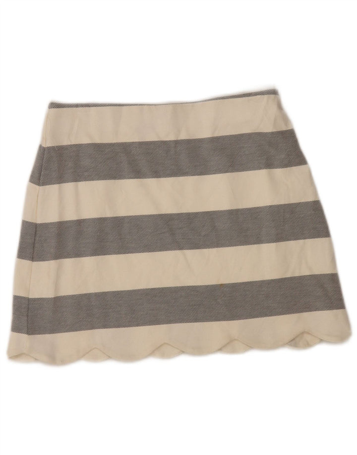Fusta mini Topshop pentru femei UK 10 Small W28 Off White Striped Viscose