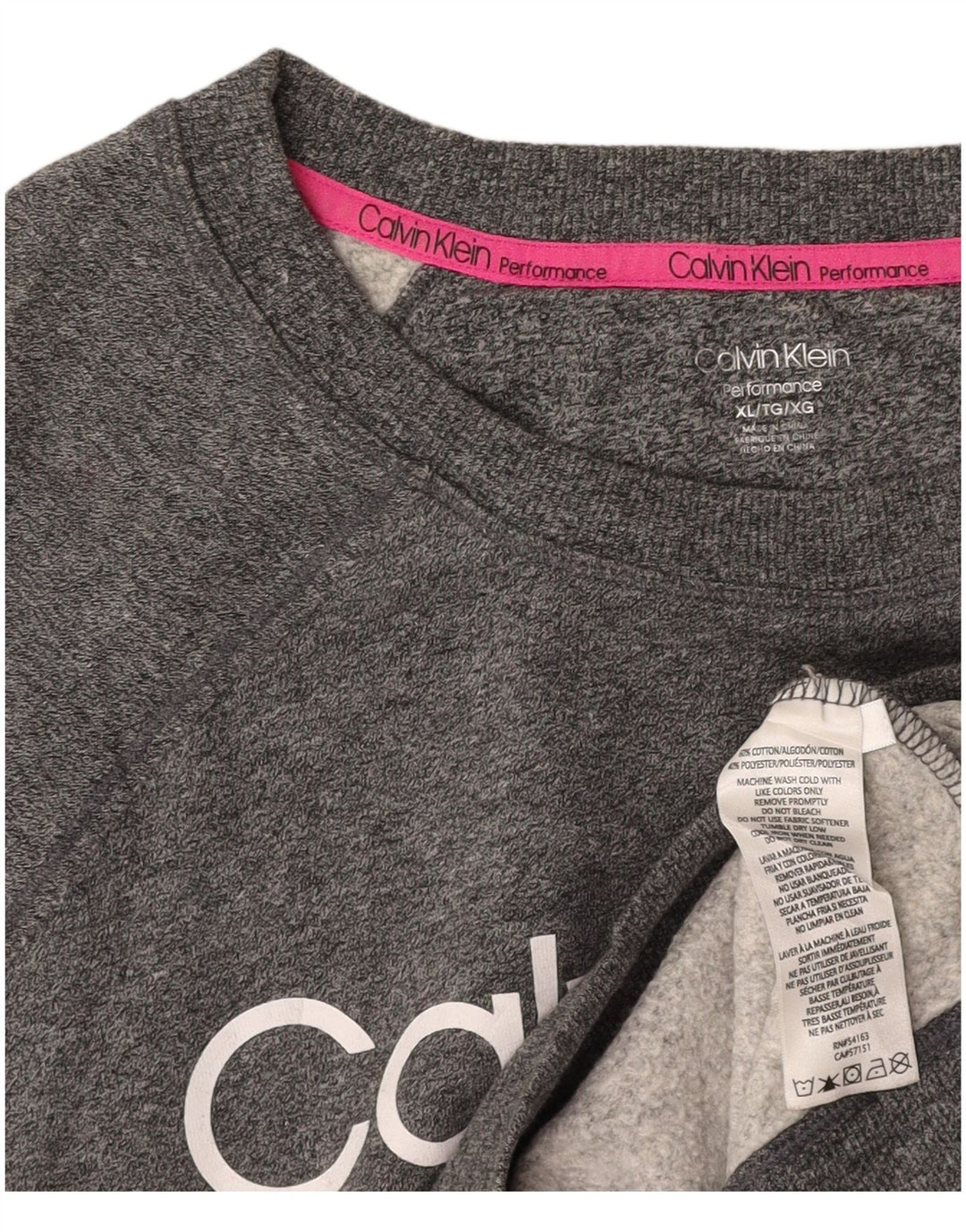CALVIN KLEIN Pulover cu grafic crop pentru femei UK 18 XL, gri pete