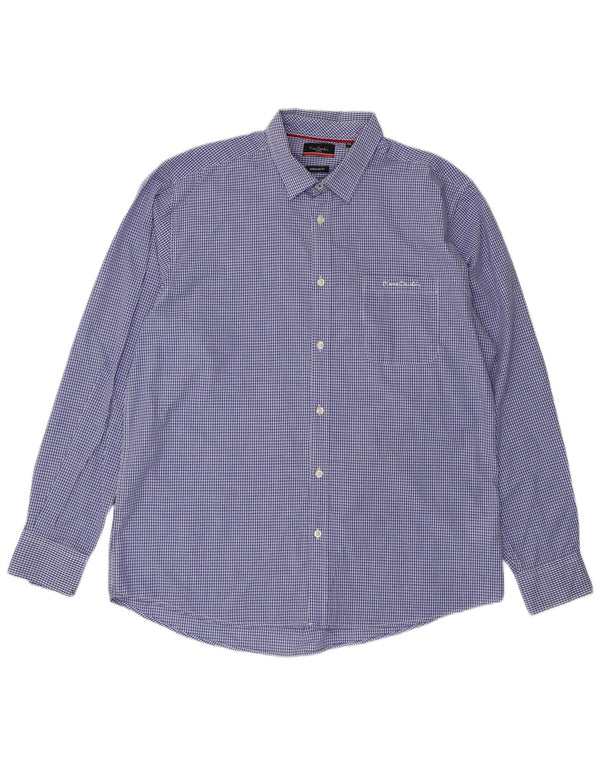 Cămașă pentru bărbați Pierre Cardin Regular Fit 2XL, poliester vichy albastru