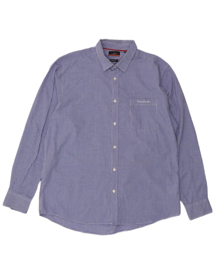 Cămașă pentru bărbați Pierre Cardin Regular Fit 2XL, poliester vichy albastru