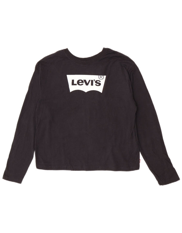 Levi's Fete Crop Graphic Top Maneca Lunga 15-16 Ani Bleumarin Bumbac