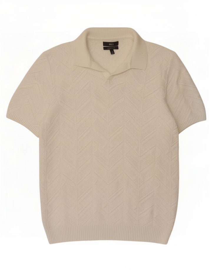 Tricou polo pentru bărbați Marks & Spencer, bumbac alb mediu