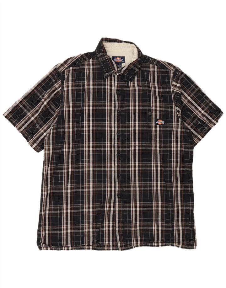 Cămașă cu mânecă scurtă pentru bărbați Dickies, bumbac cu carouri mari, negru