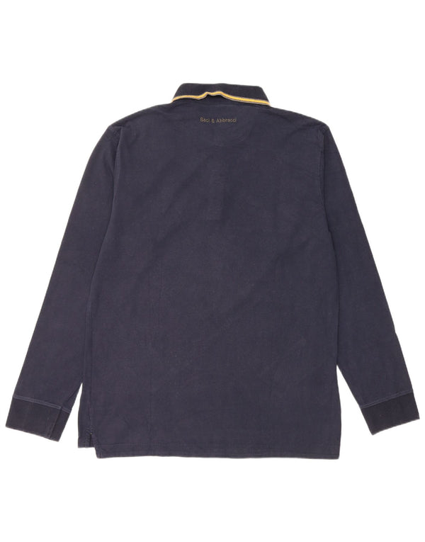 BACI & ABBRACCI Tricou polo cu mânecă lungă pentru bărbați, bumbac cu dungi bleumarin 2XL