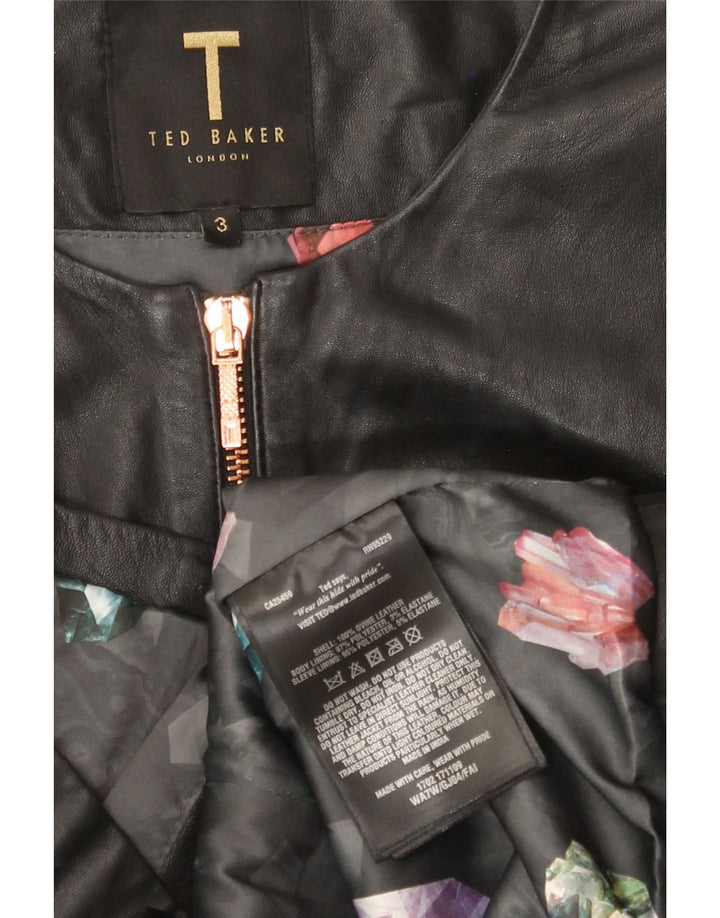 Jachetă din piele cu mâneci 3/4 pentru femei Ted Baker Mărimea 3 Medium Negru