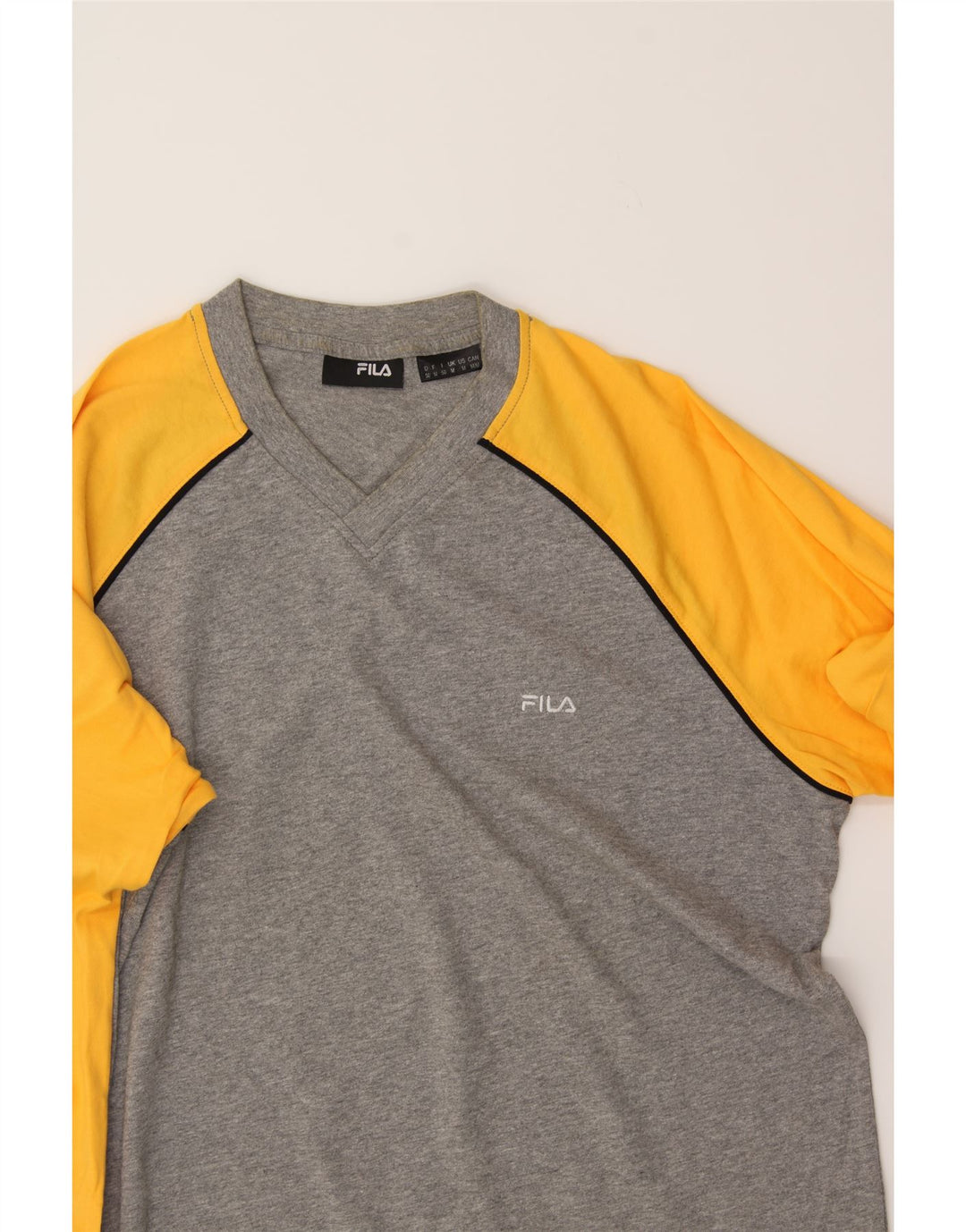 FILA Mens Top Long Sleeve Medium Grey Colourblock Cotton Vintage Fila and Second-Hand Fila from Messina Hembry 