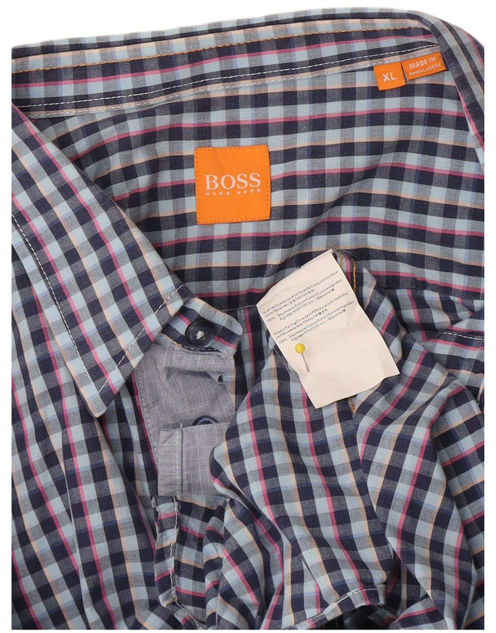 Cămașă pentru bărbați Hugo Boss XL Blue Check Bumbac