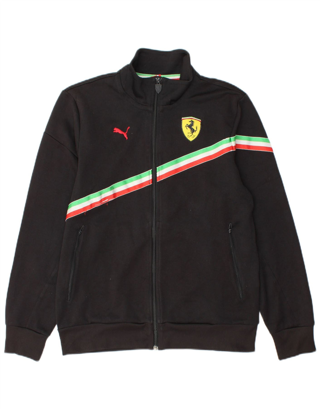 Jachetă de trening PUMA Ferrari pentru femei UK 14 Medium Black Striped