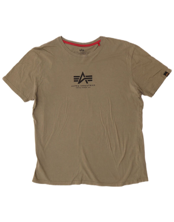 Tricou grafic pentru bărbați Alpha Industries Top XL Kaki Bumbac