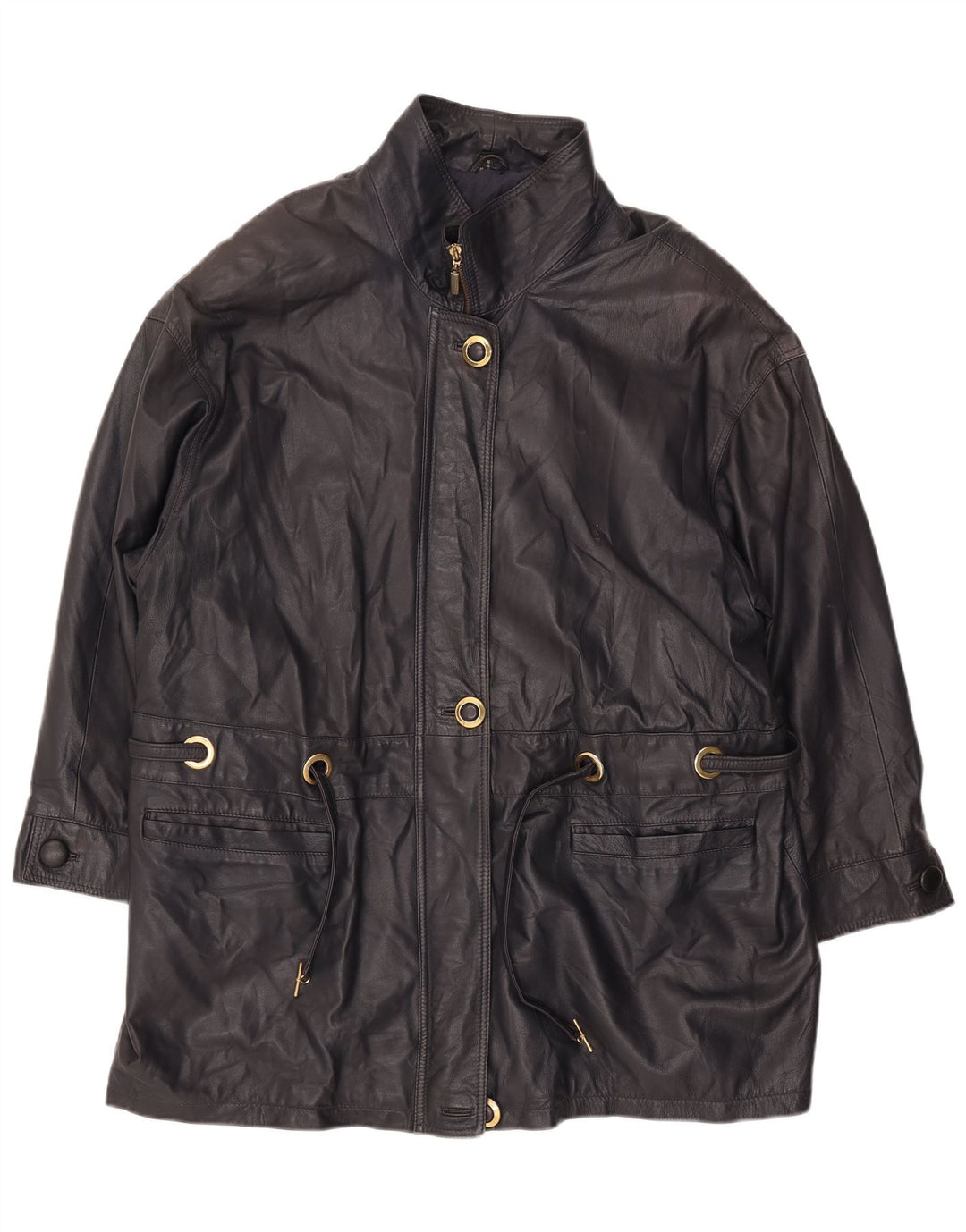 PER ME Jachetă de piele pentru femei UK 22 2XL Piele neagră