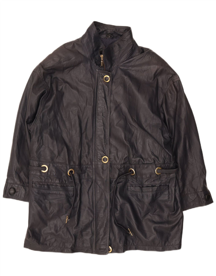 PER ME Jachetă de piele pentru femei UK 22 2XL Piele neagră