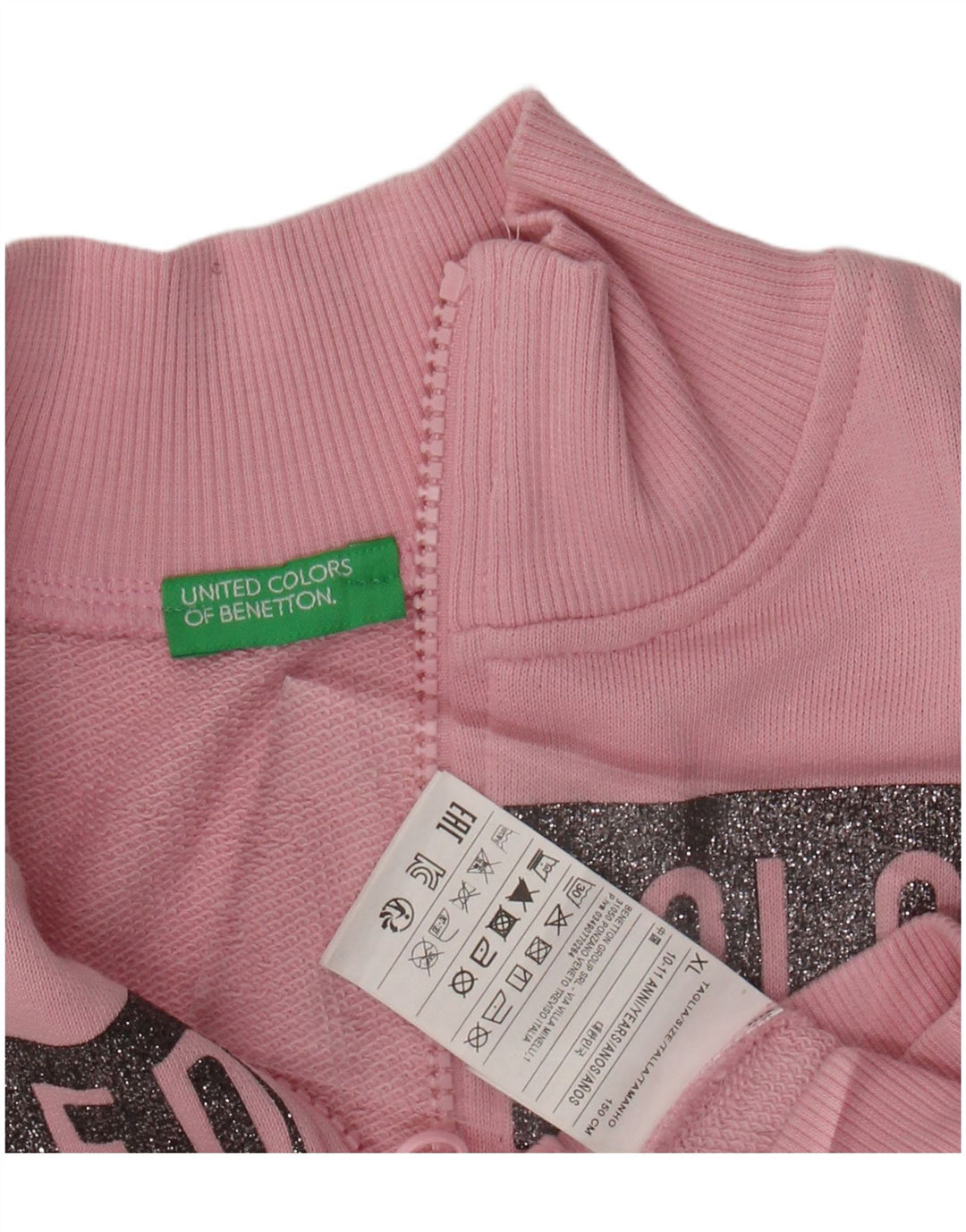 BENETTON Fete Trening Graphic Geaca 10-11 Ani XL Bumbac Roz