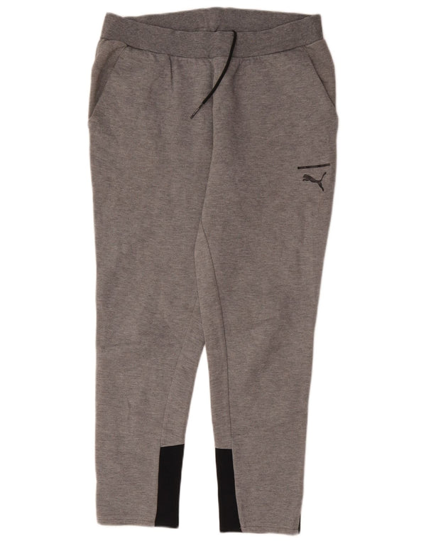 Pantaloni de trening Puma pentru bărbați, bumbac color bloc, gri mediu