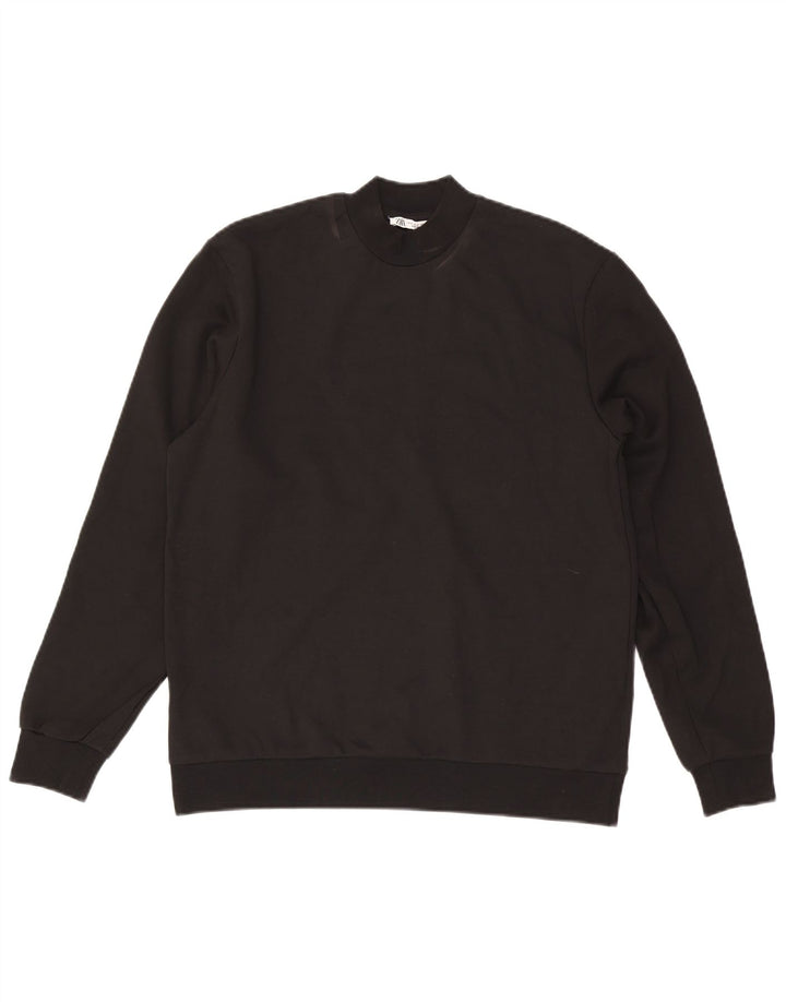 Pulover pentru bărbați Zara, bumbac mic, negru