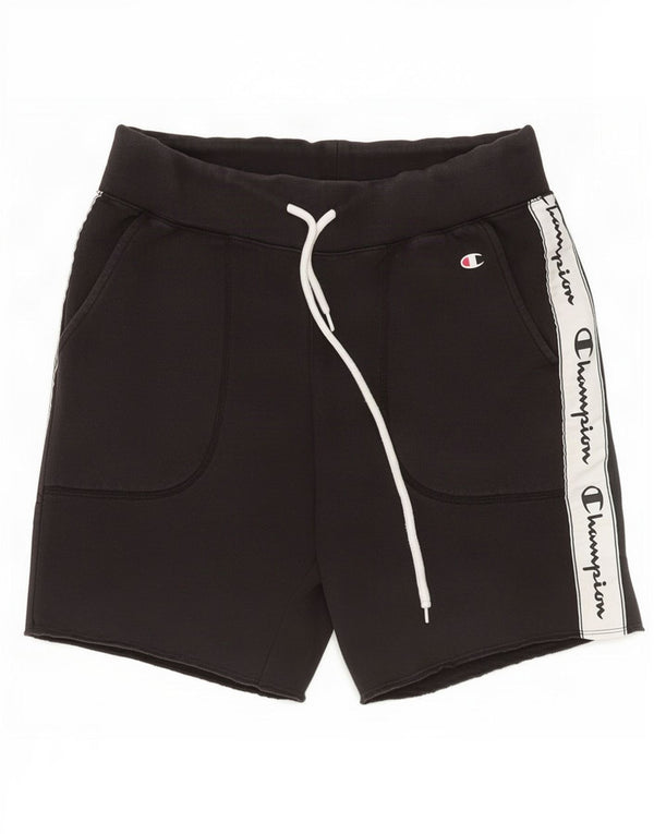 Champion Mens Graphic Sport Shorts Small Black Colourblock Cotton