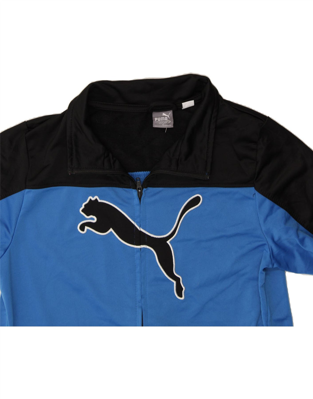 PUMA Boys Graphic Tracksuit Top Jacket 11-12 Years Blue Colourblock Vintage Puma and Second-Hand Puma from Messina Hembry 
