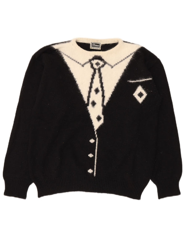 Pulover Clorinda pentru femei cu gâtul cu barca UK 14, mare, negru, color block