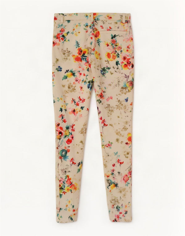 Zara Womens Trafaluc Skinny Casual Trousers Medium W28 L28 White Floral