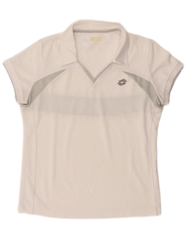 Tricou polo pentru femei Lotto UK 12 Medium White Colorblock