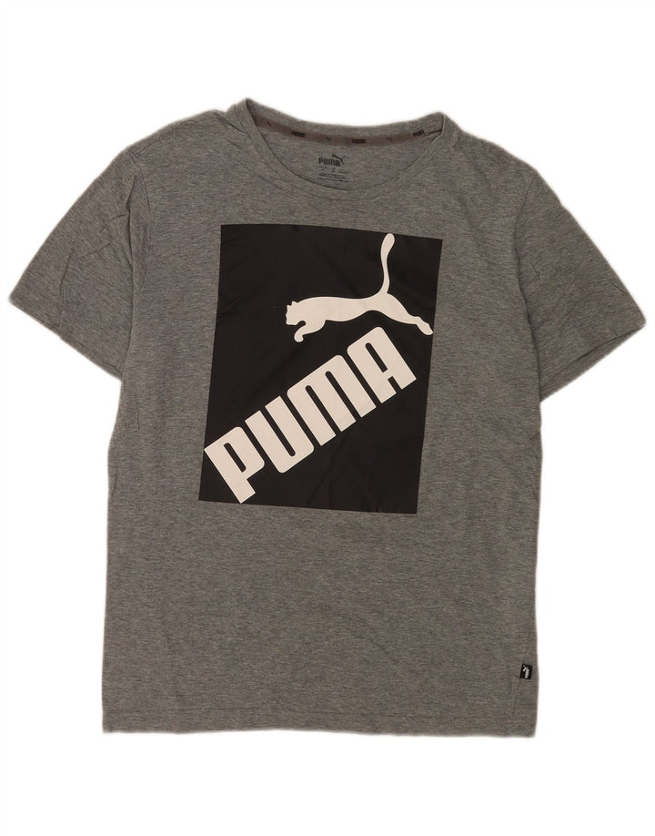 Tricou cu grafic Puma pentru bărbați Top din bumbac cu pete gri mediu